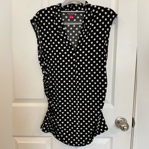 Vince Camuto Polkadot V-Neck Top
